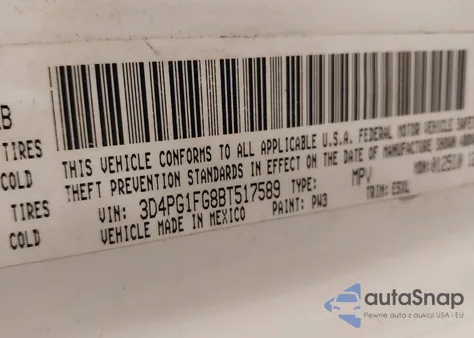 2011 Dodge Journey Mainstreet из США, поврежденный, VIN 3D4PG1FG8BT517589